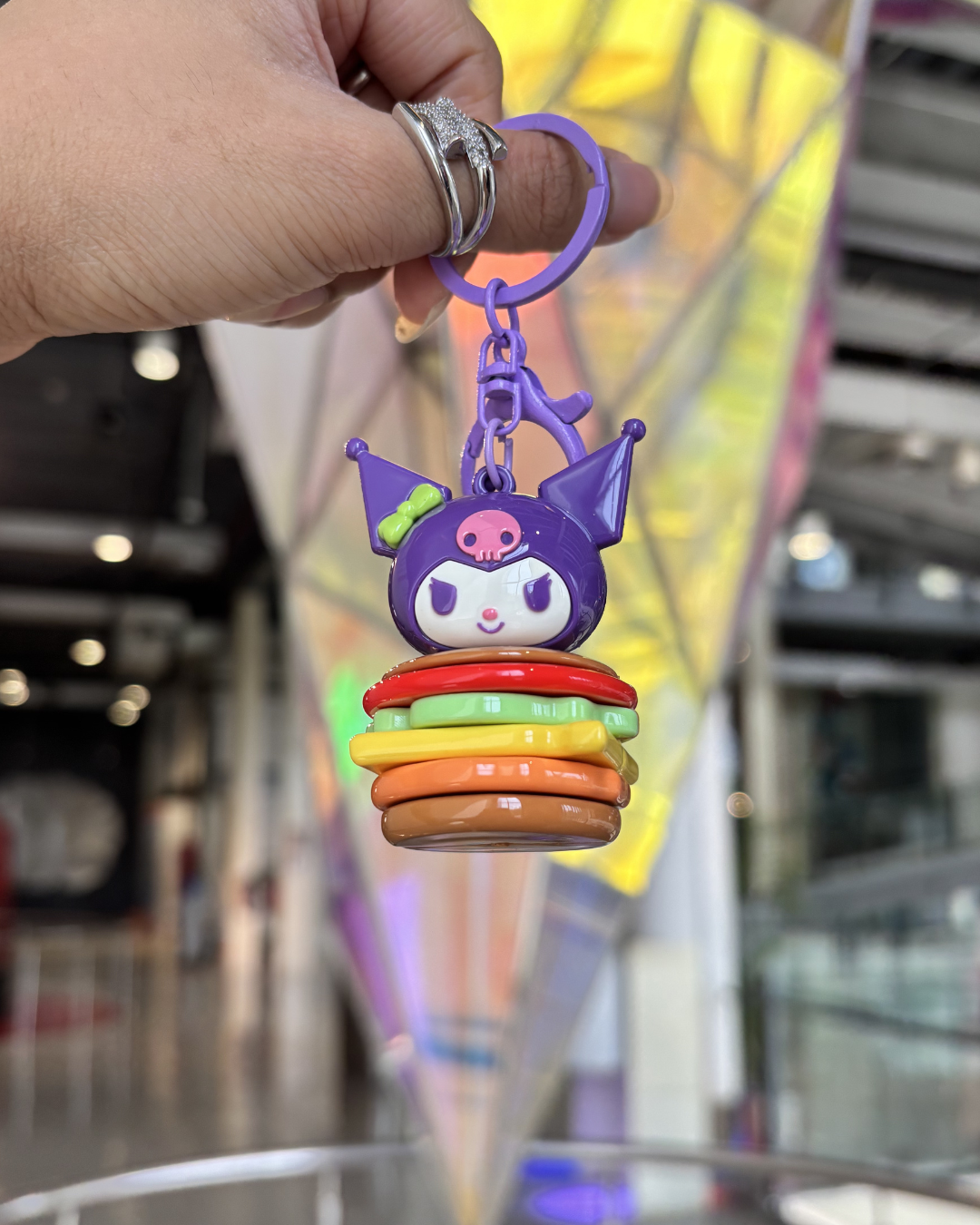 Kuromi Gourmet Burger Stack 3D Keychain – Limited Edition