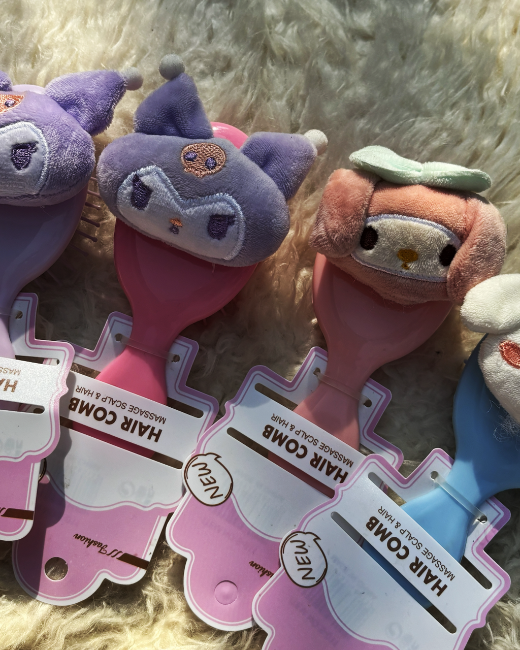 🌸✨ Sanrio Mini Plush Hair Brush