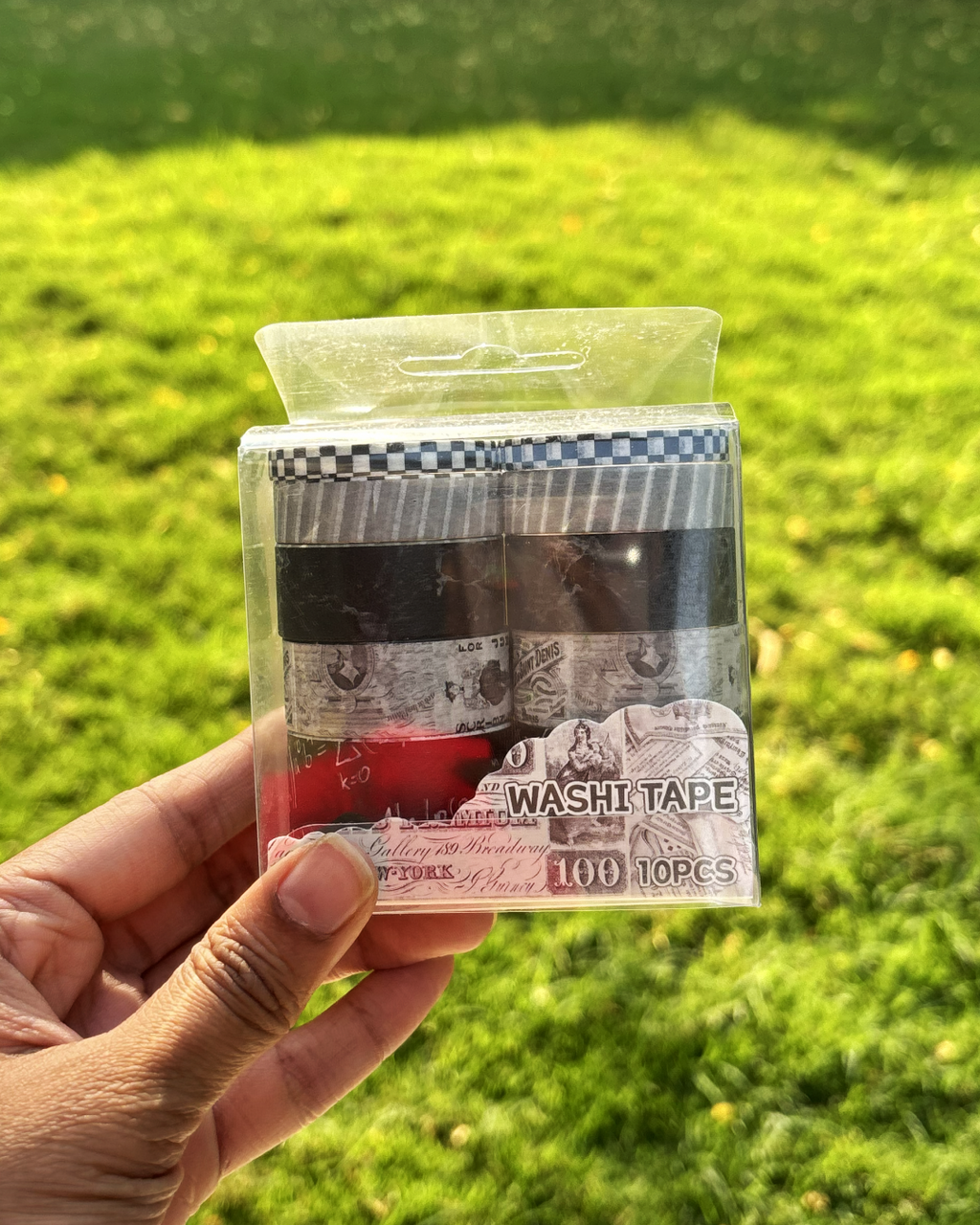🖤🤍 Black & White Emo Aesthetic Washi Tape Set (10 Rolls)