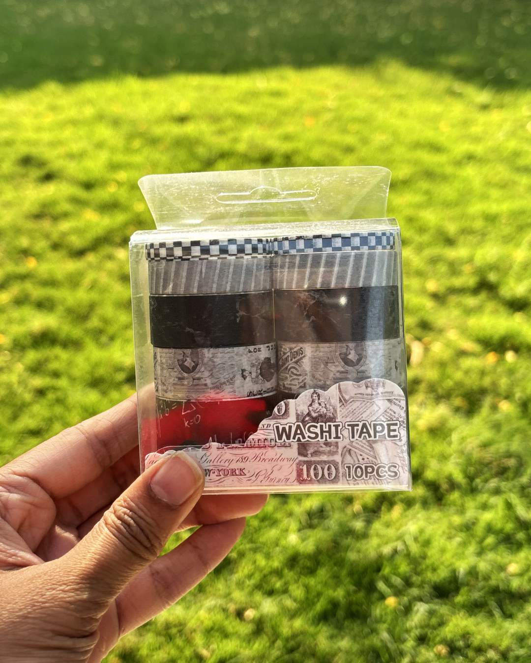 🖤🤍 Black & White Emo Aesthetic Washi Tape Set (10 Rolls)