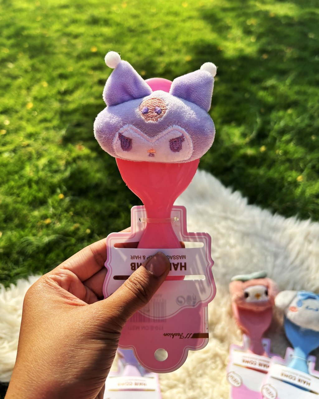 🌸✨ Sanrio Mini Plush Hair Brush