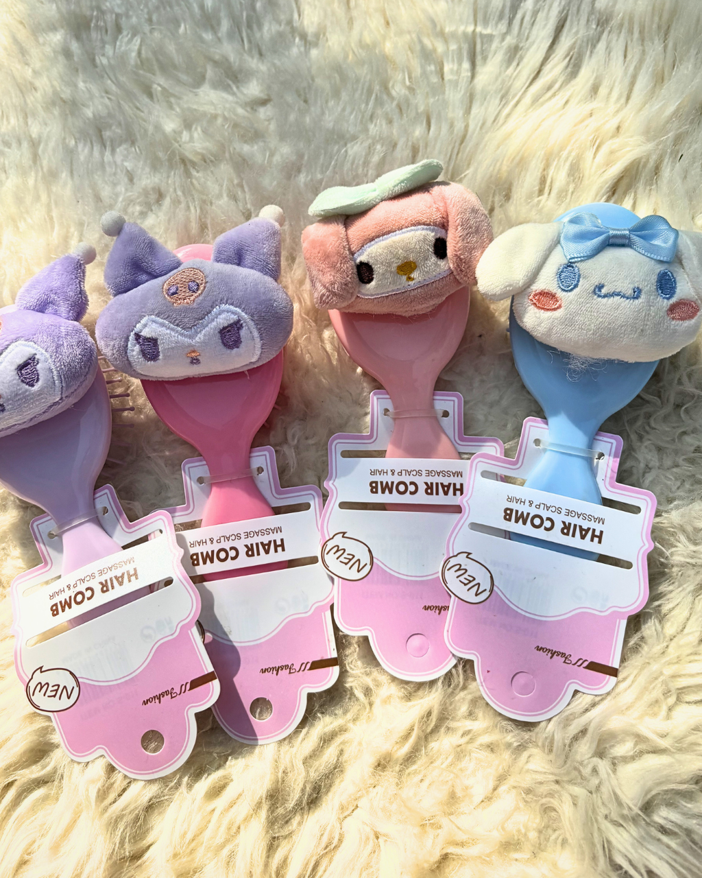 🌸✨ Sanrio Mini Plush Hair Brush